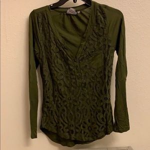 Anthropologie army green long sleeve
